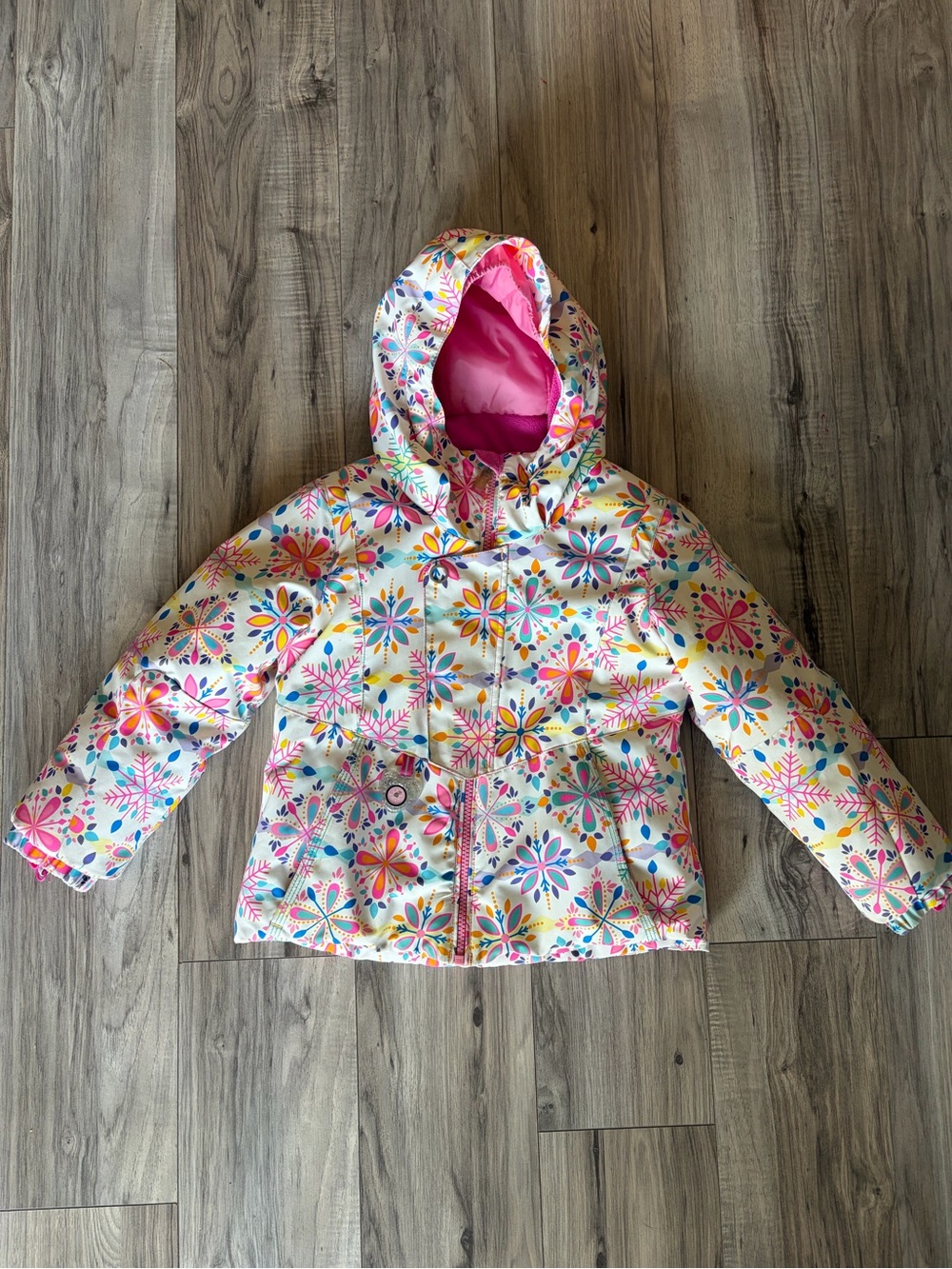 Obermeyer Livia Pink & White Floral Snowflake Winter Ski Jacket